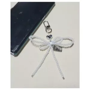 더블 진주 리본 키링